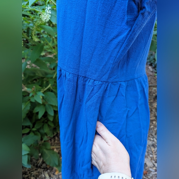 Sucrefas Navy Empire- Waist Short- Sleeve Line Dress, Size M - Picture 5 of 13